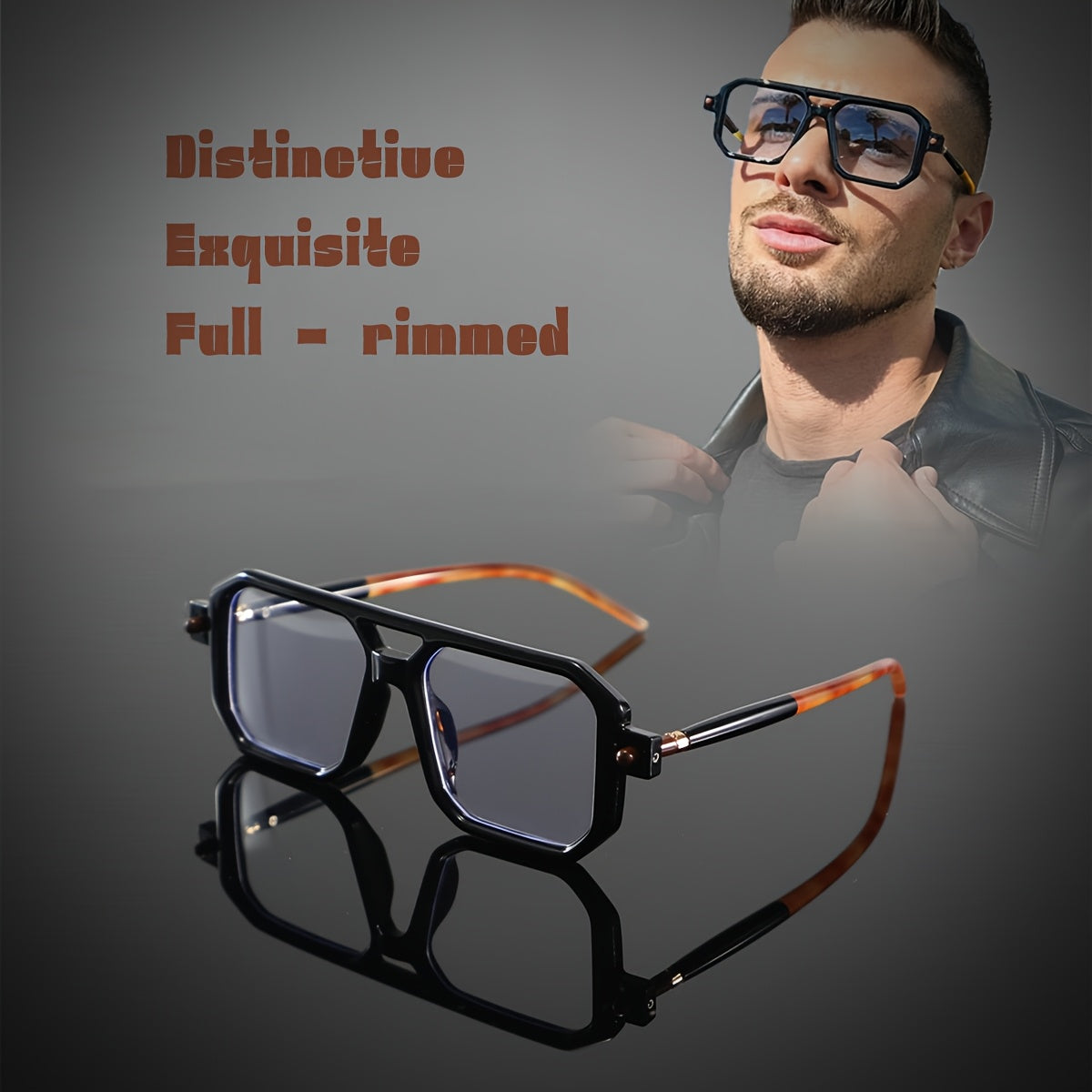 Men'S Casual Square Full-Rim Glasses