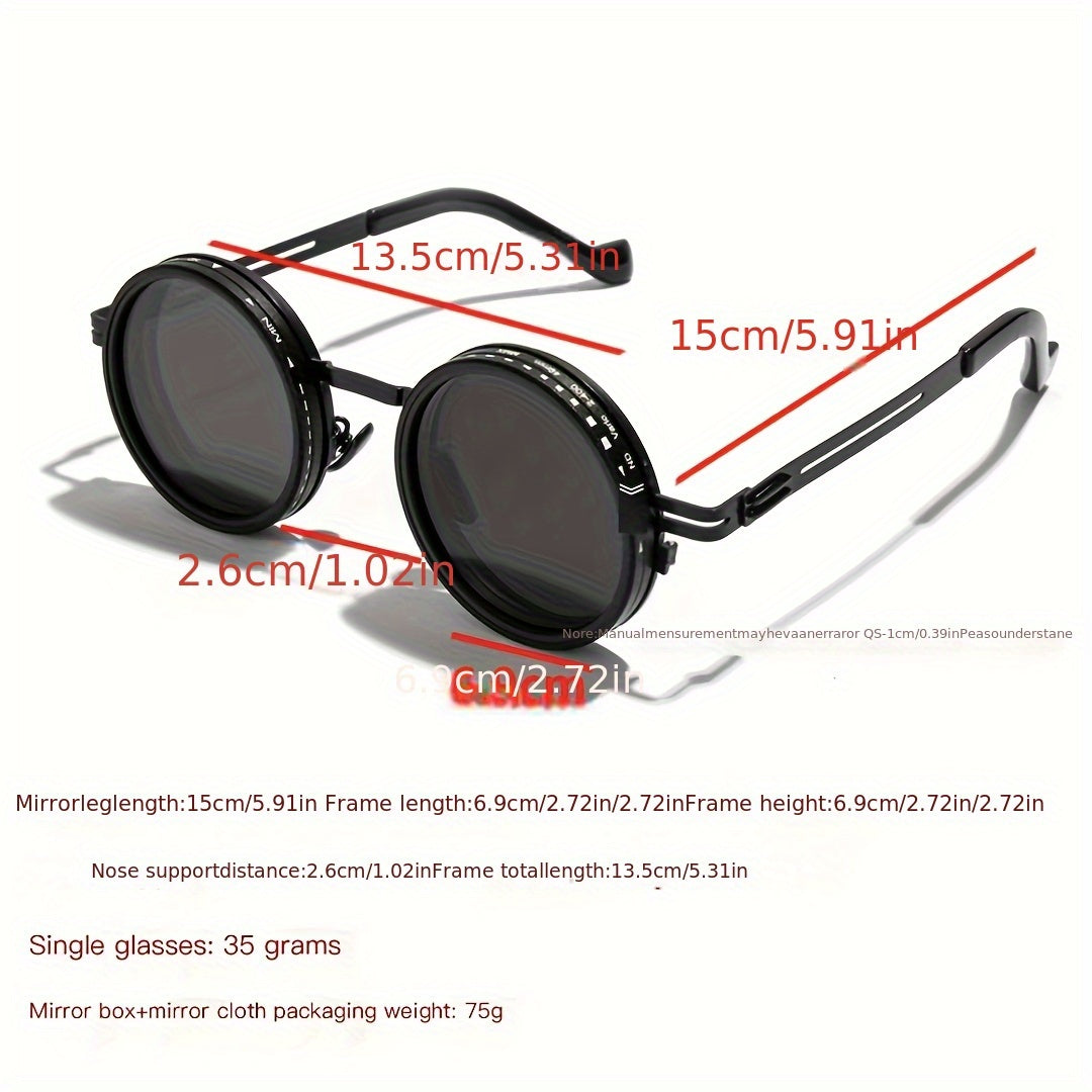 ND Filter Adjustable Dimming Round Polarized Sunglasses