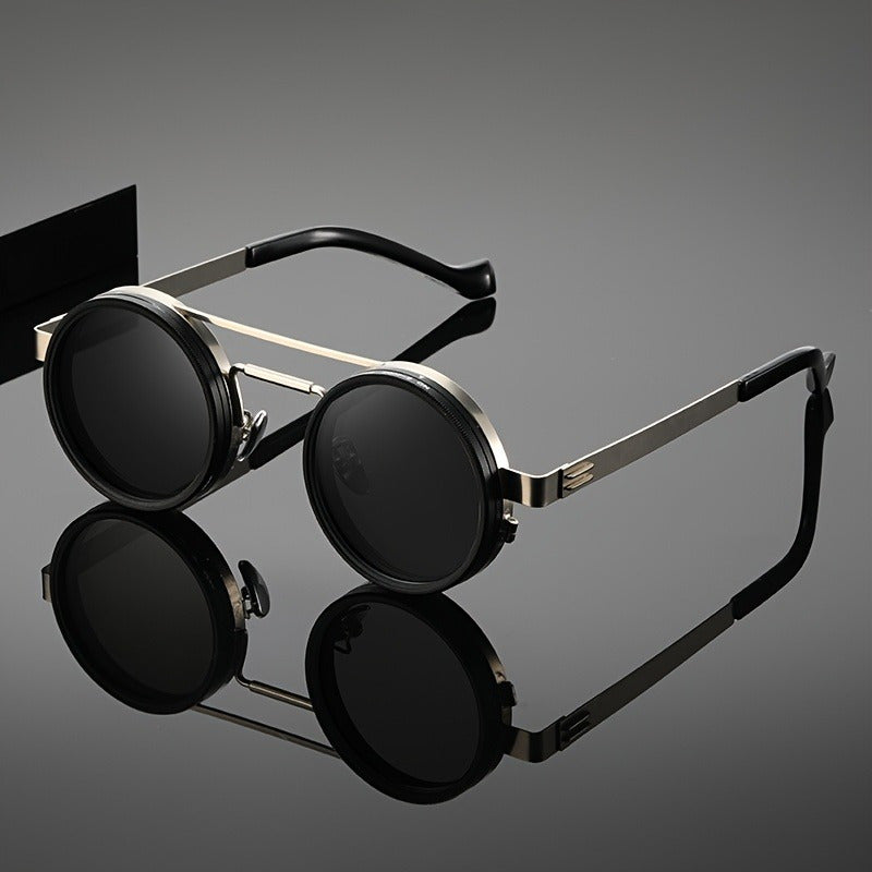 Classic Retro Round Fashion Glasses with adjustable ND Filter Lens
