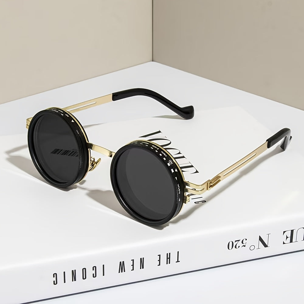 ND Filter Adjustable Dimming Round Polarized Sunglasses