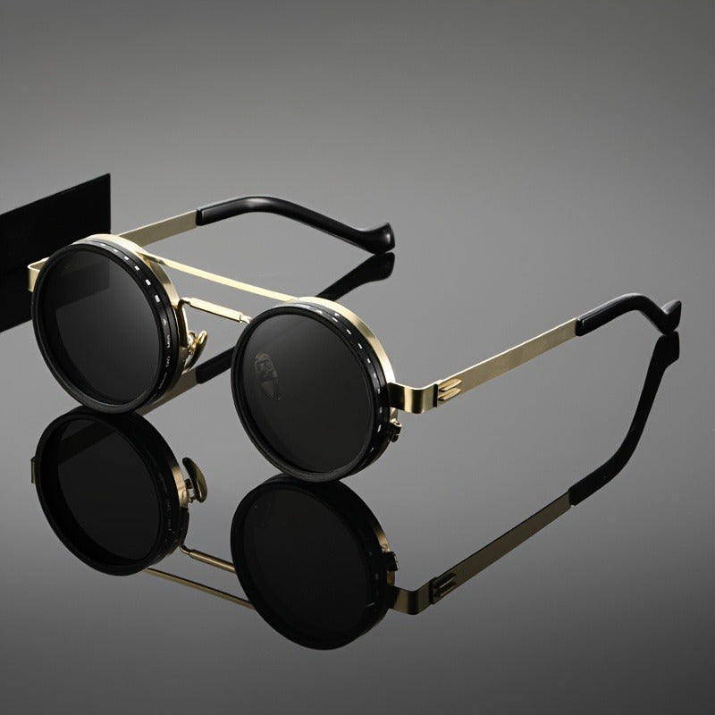 Classic Retro Round Fashion Glasses with adjustable ND Filter Lens