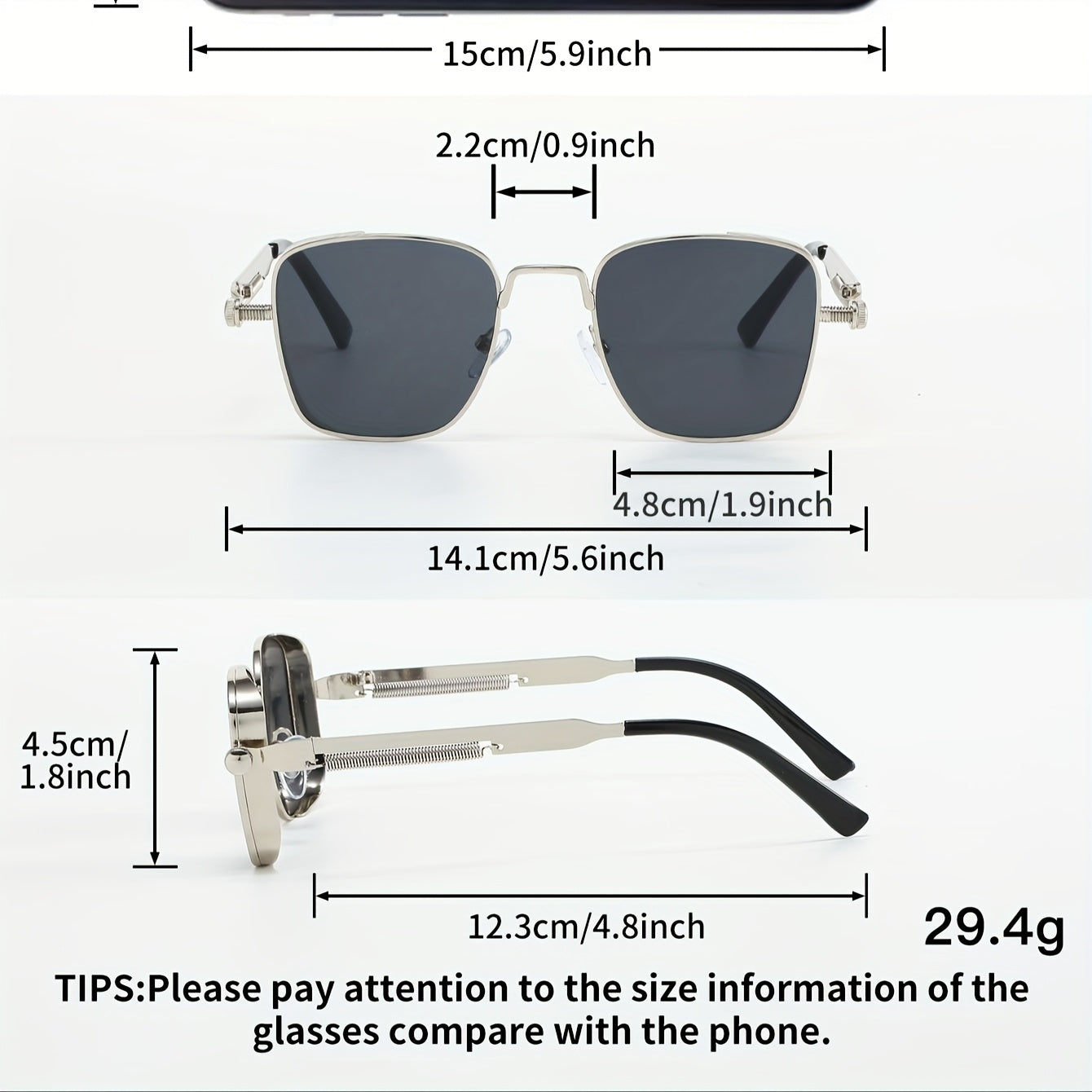 Retro Punk Square Metal Sunglasses