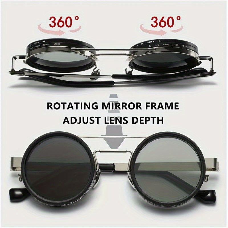 Classic Retro Round Fashion Glasses with adjustable ND Filter Lens