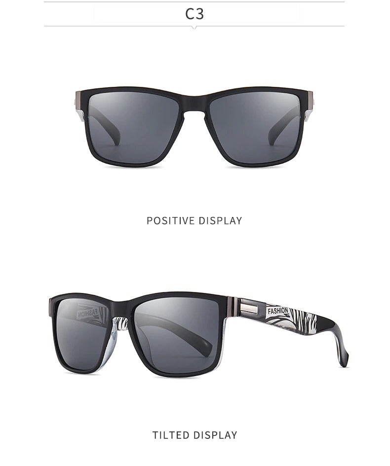 New Polarized Black Sports Square Sunglasses Men's Women
