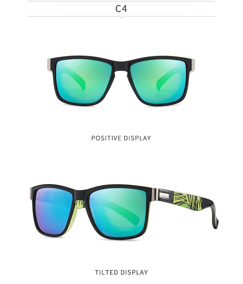 New Polarized Green Sports Square Sunglasses Men's Women