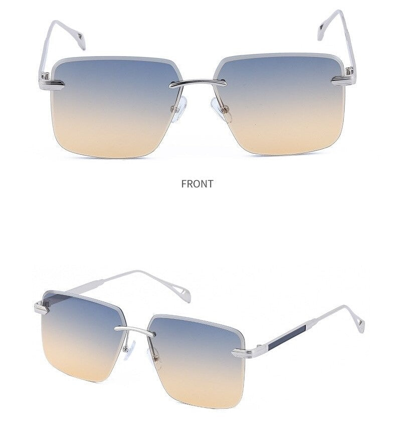Oversize Square Rimless Fashion Sunglasses