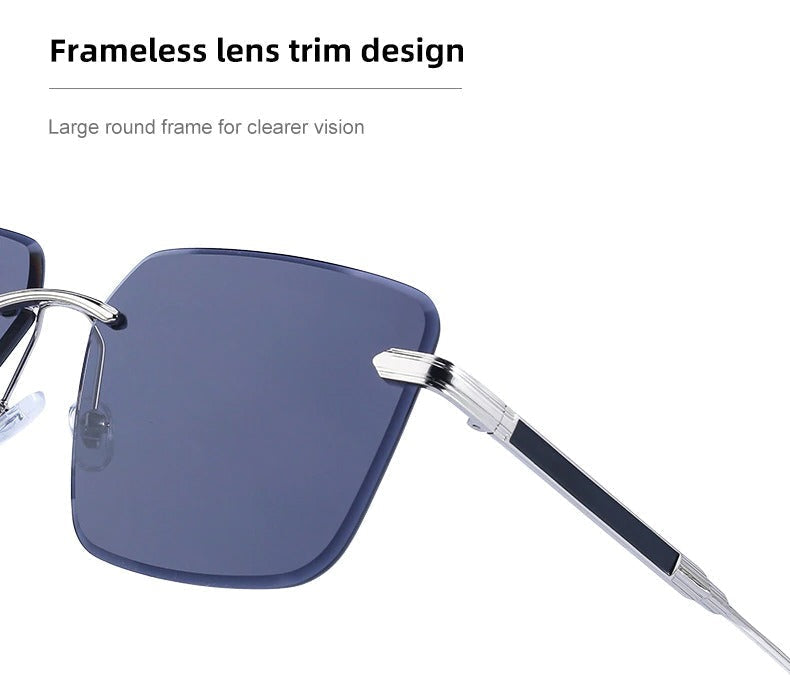 Oversize Square Rimless Fashion Sunglasses