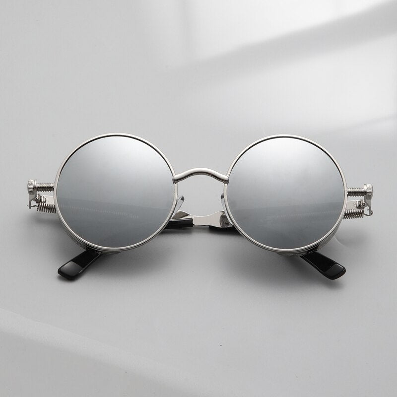Metal Style Steampunk Fashion Men Retro Round Sunglasses