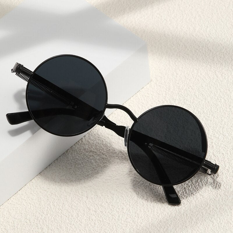 Metal Style Steampunk Fashion Men Retro Round Sunglasses