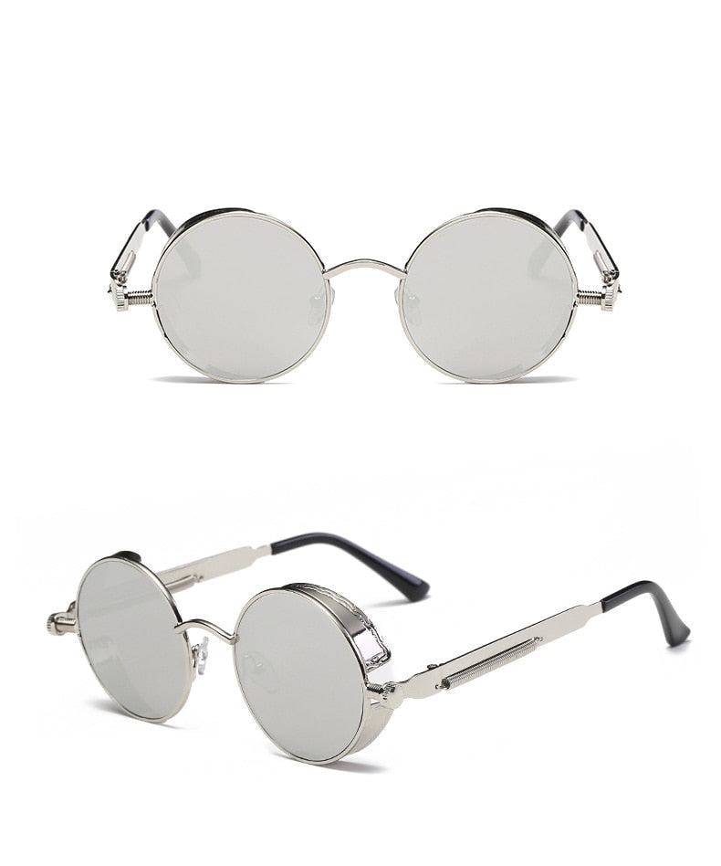 Metal Style Steampunk Fashion Men Retro Round Sunglasses