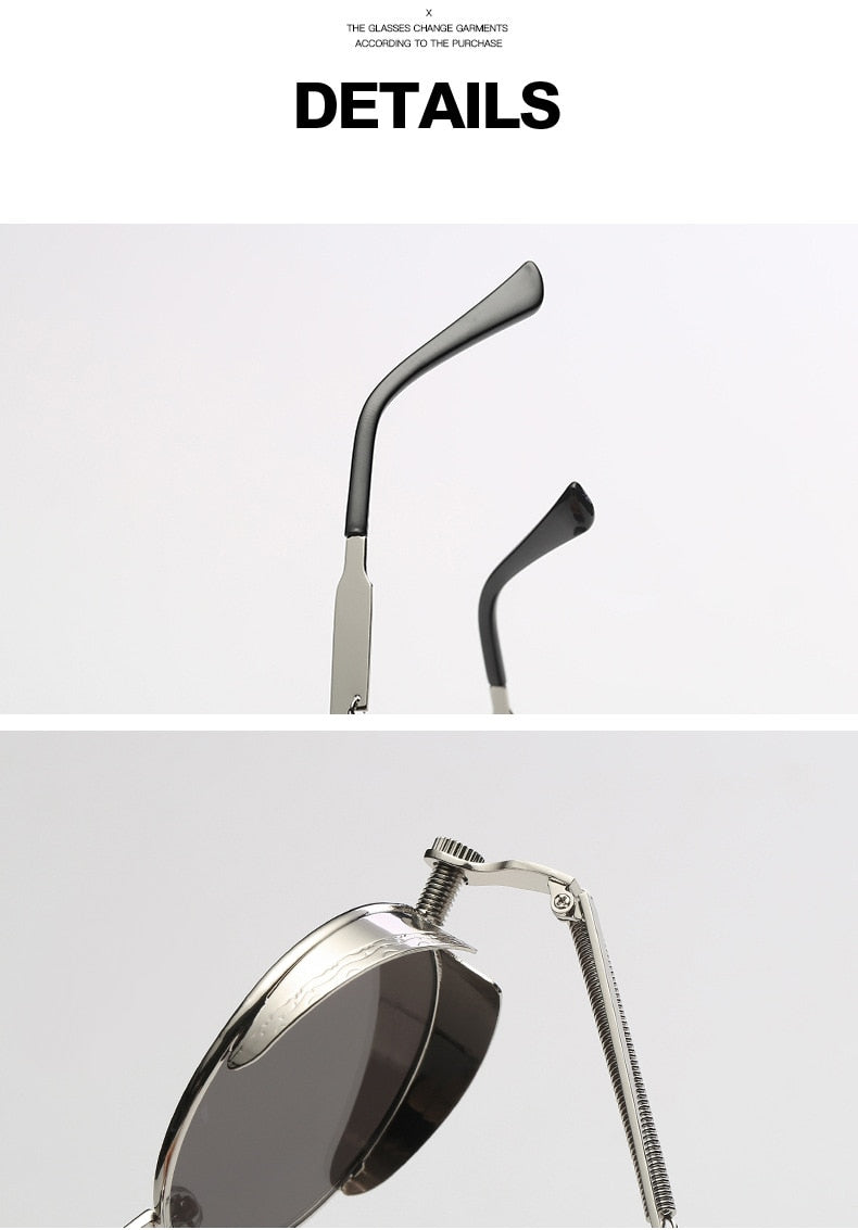 Metal Style Steampunk Fashion Men Retro Round Sunglasses