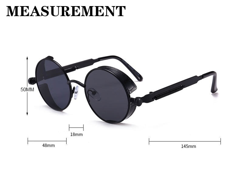 Metal Style Steampunk Fashion Men Retro Round Sunglasses