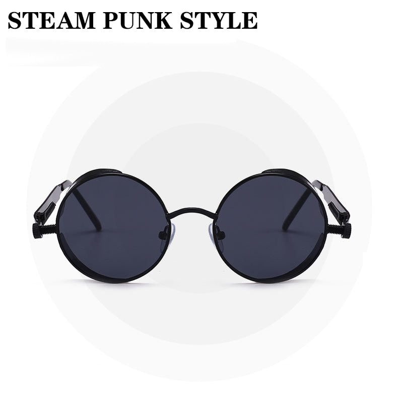 Metal Style Steampunk Fashion Men Retro Round Sunglasses