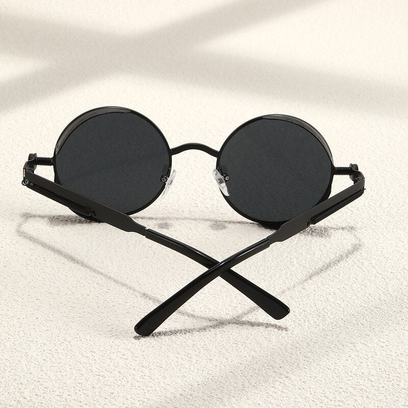 Metal Style Steampunk Fashion Men Retro Round Sunglasses
