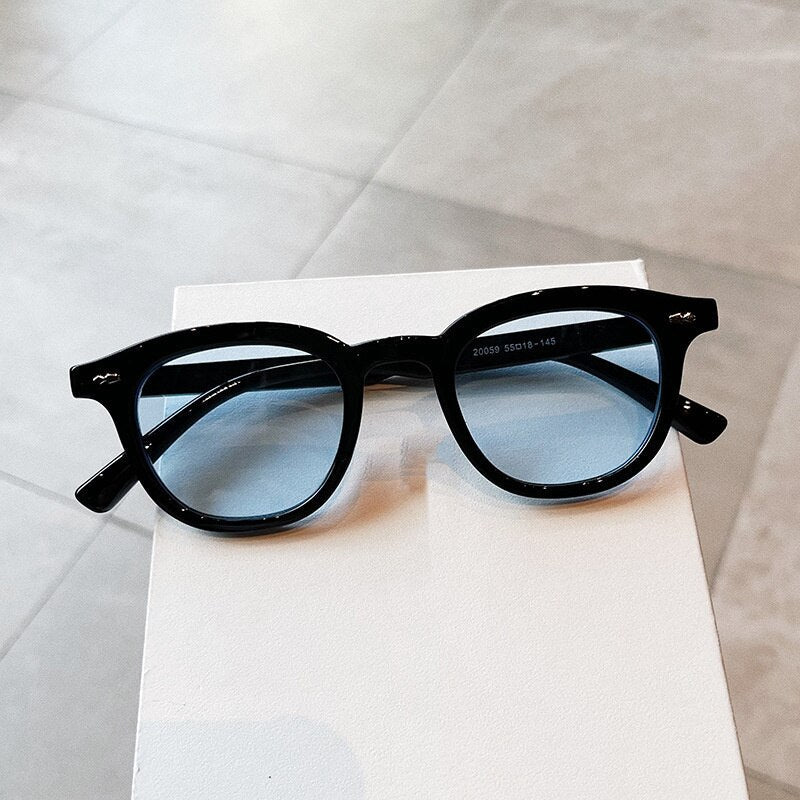 New Round Small Fashion Blue Vintage Sunglasses Men Women