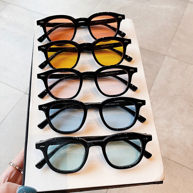 New Round Small Fashion Blue Vintage Sunglasses Men Women