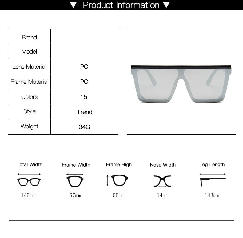 Oversized Square Sunglasses - Vintage Big Frame