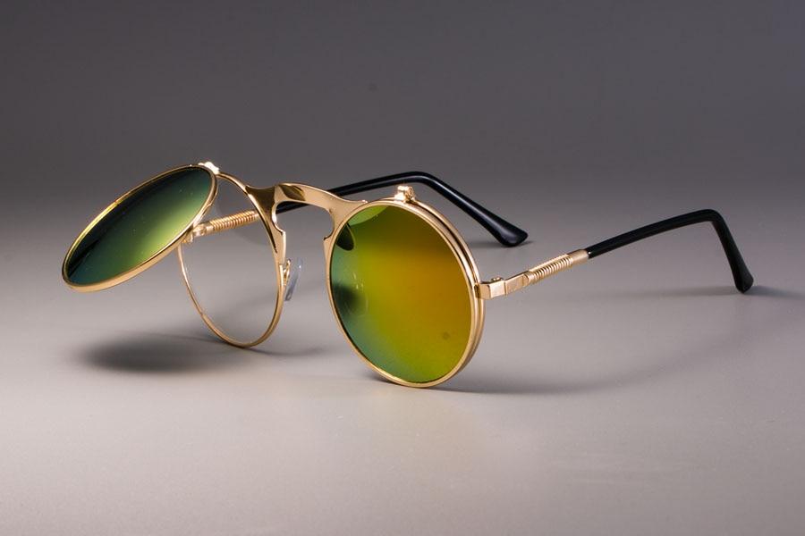 Vintage Round Flip Up Sunglasses For Men And Women