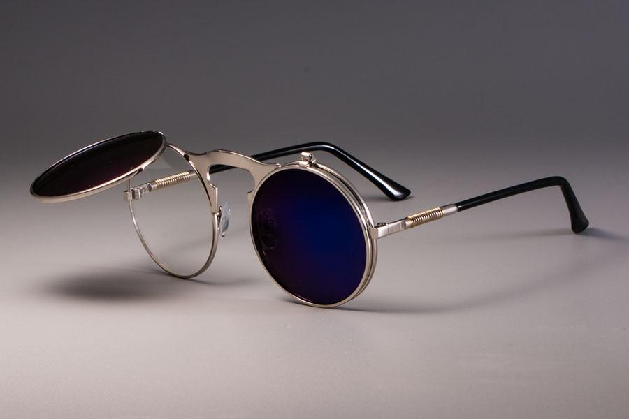 Vintage Round Flip Up Sunglasses For Men And Women