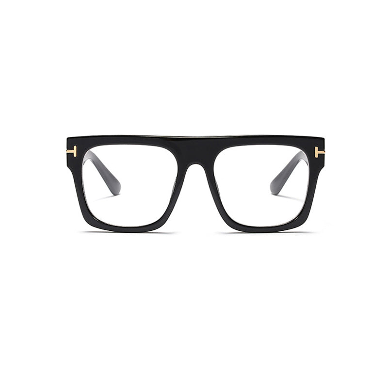 Sunglass Lover black square eyeglasses with oversized eyeglass frames and clear lenses