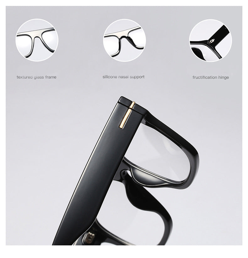 Sunglass Lover black oversized eyeglass frames with square design and silicone nasal support