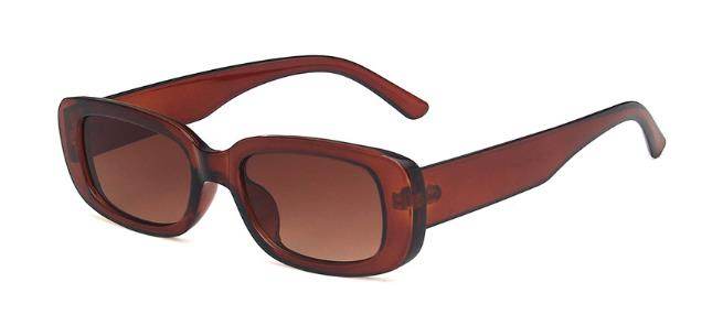 Sunglass Lover brown translucent small rectangle sunglasses for women with gradient brown lenses and chunky frame