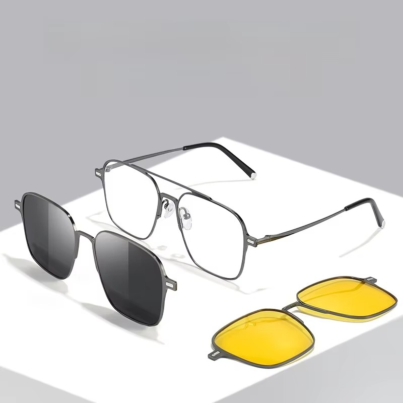 2025 Magnetic 2-in-1 Polarized Sunglasses – UV Protection & Night Vision Clip-On for Men