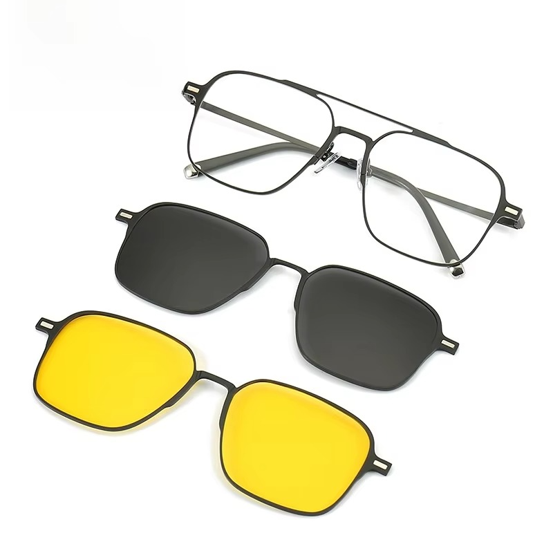 2025 Magnetic 2-in-1 Polarized Sunglasses – UV Protection & Night Vision Clip-On for Men