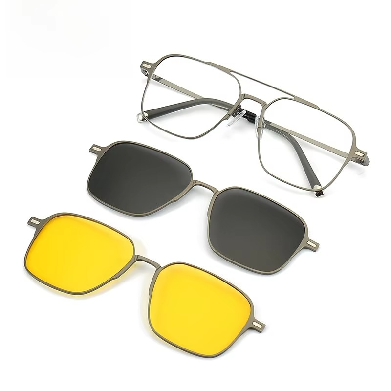 2025 Magnetic 2-in-1 Polarized Sunglasses – UV Protection & Night Vision Clip-On for Men
