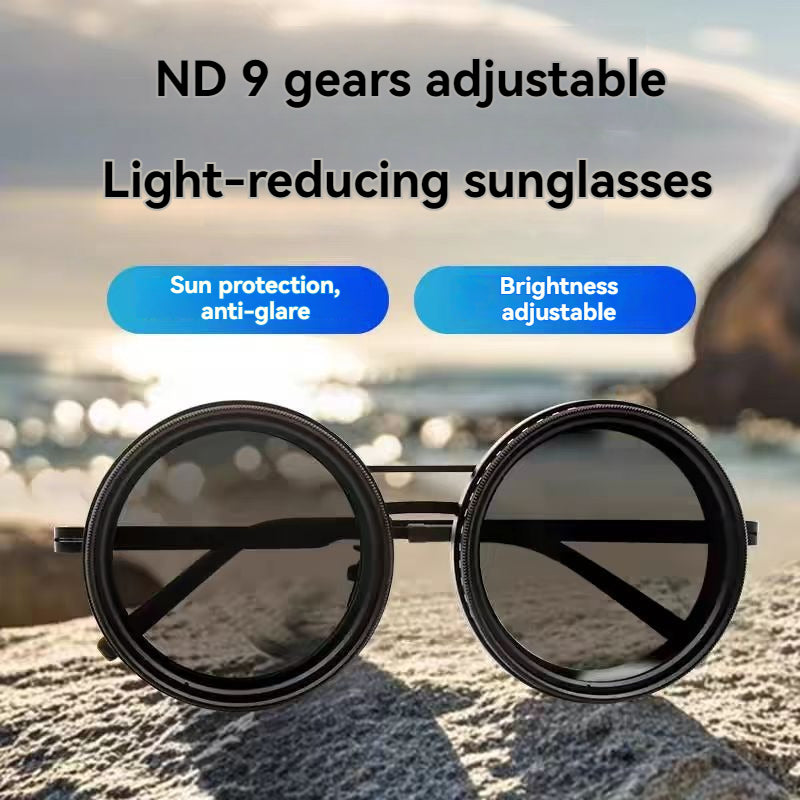 ND Filter Adjustable Dimming Round Polarized Sunglasses