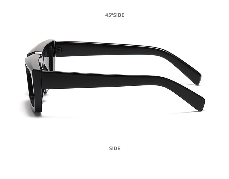 Side view of black hip hop rectangle sunglasses by Sunglass Lover with thick temples