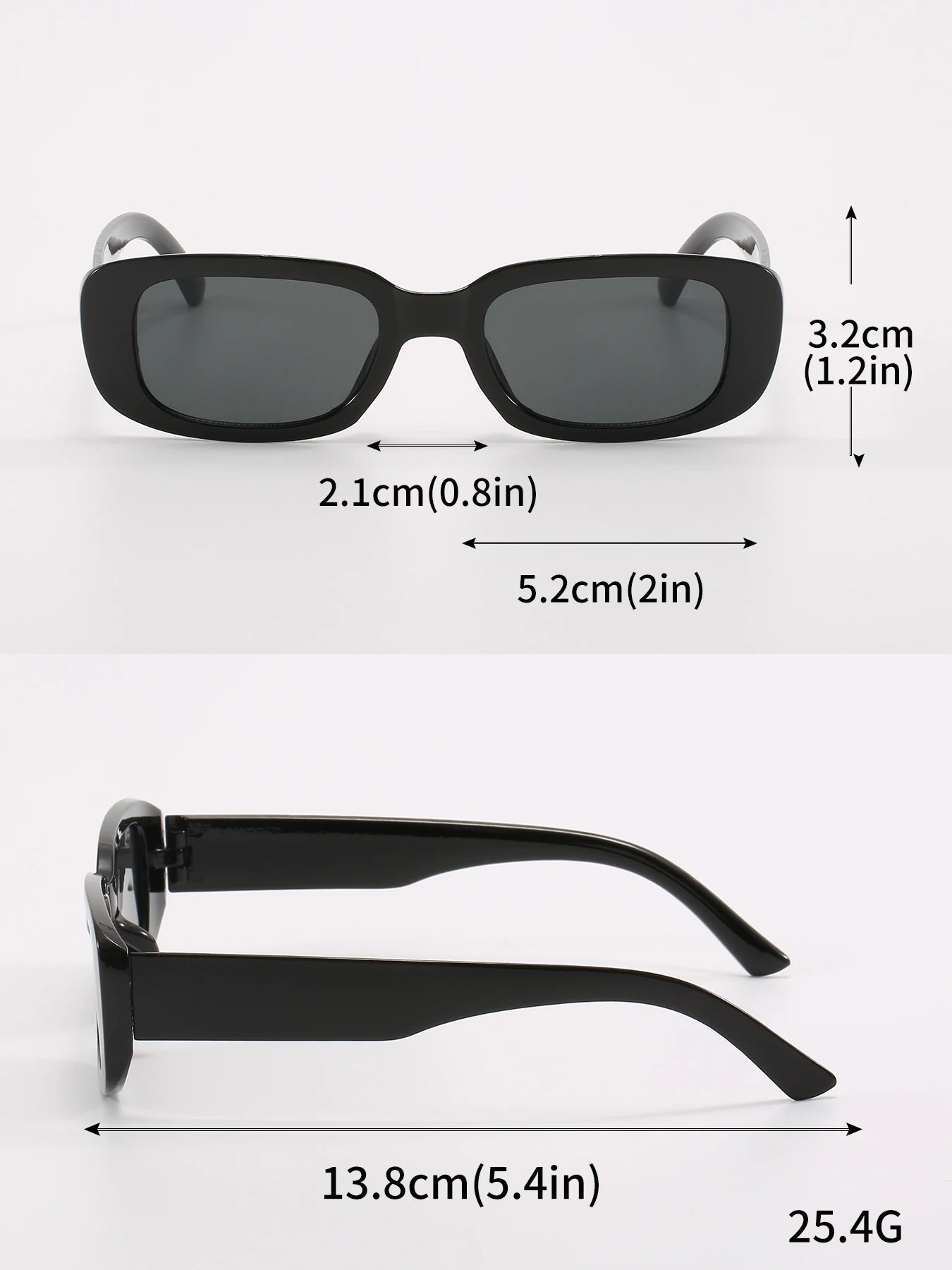 Jimmy Rectangle sunglasses by Sunglass Lover in black with dimensions and lightweight design