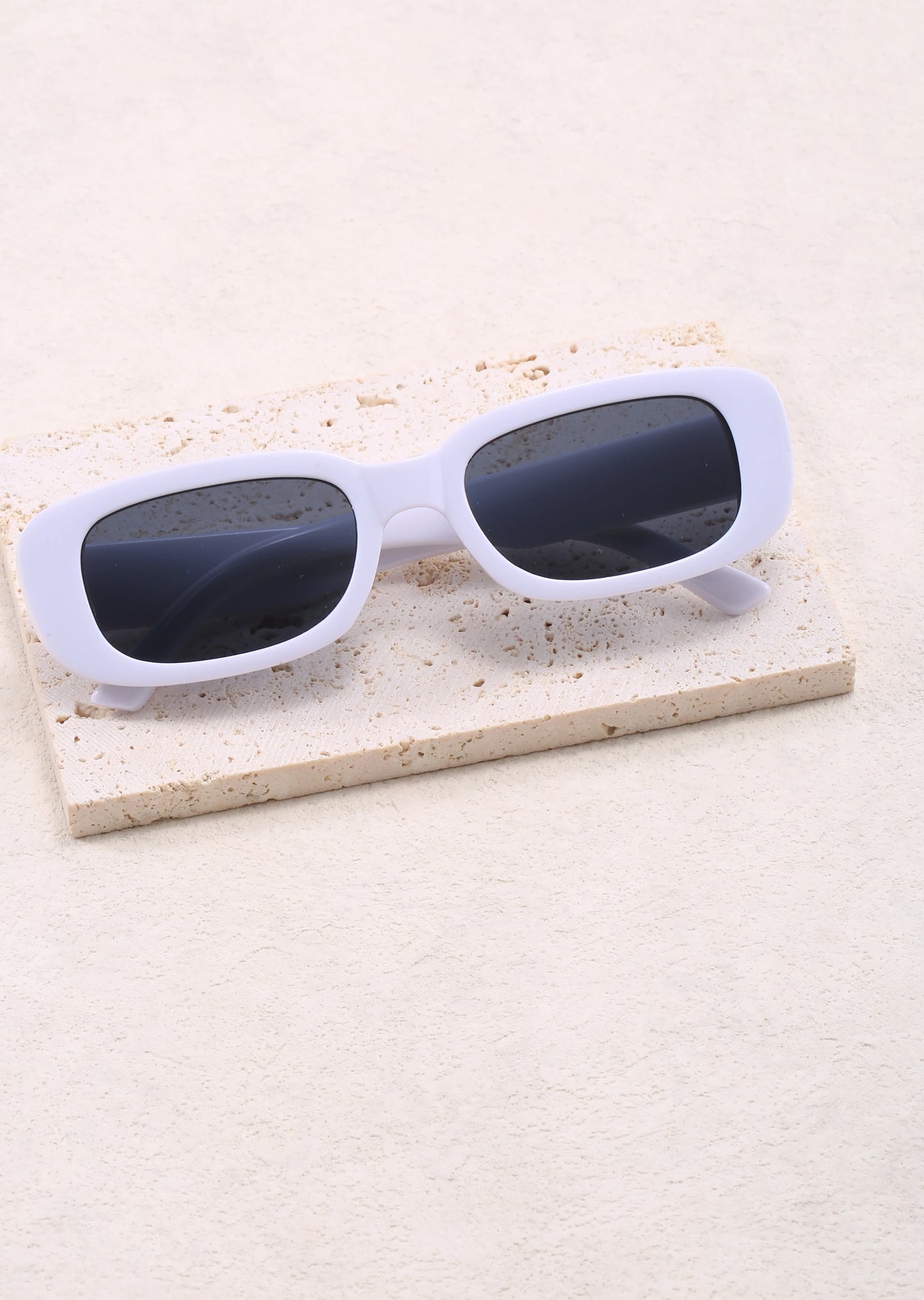 Jimmy Rectangle sunglasses by Sunglass Lover in white frame with dark lenses