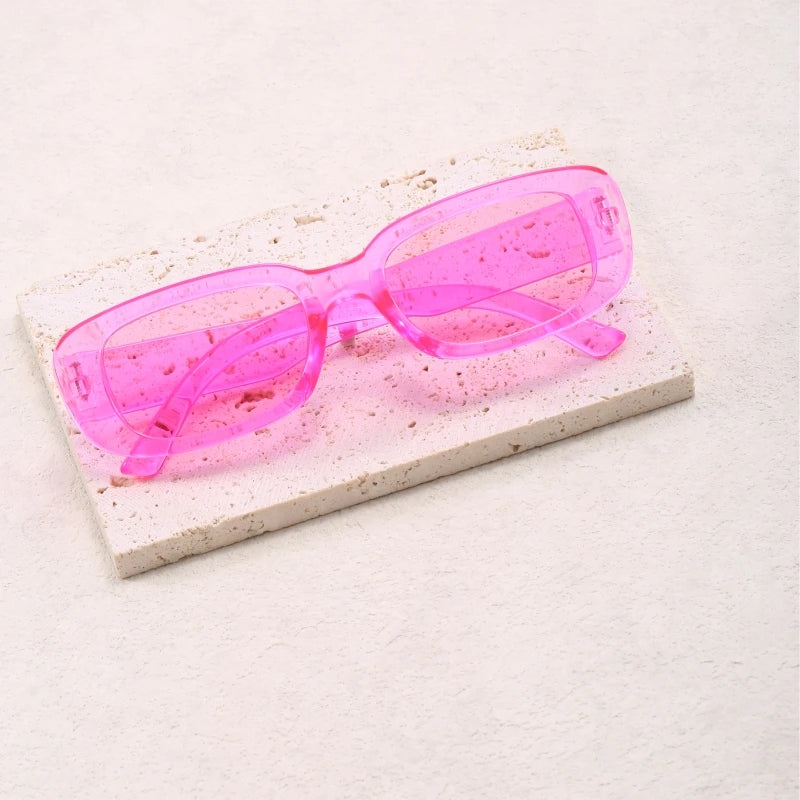 Jimmy Rectangle sunglasses in vibrant pink translucent frame by Sunglass Lover