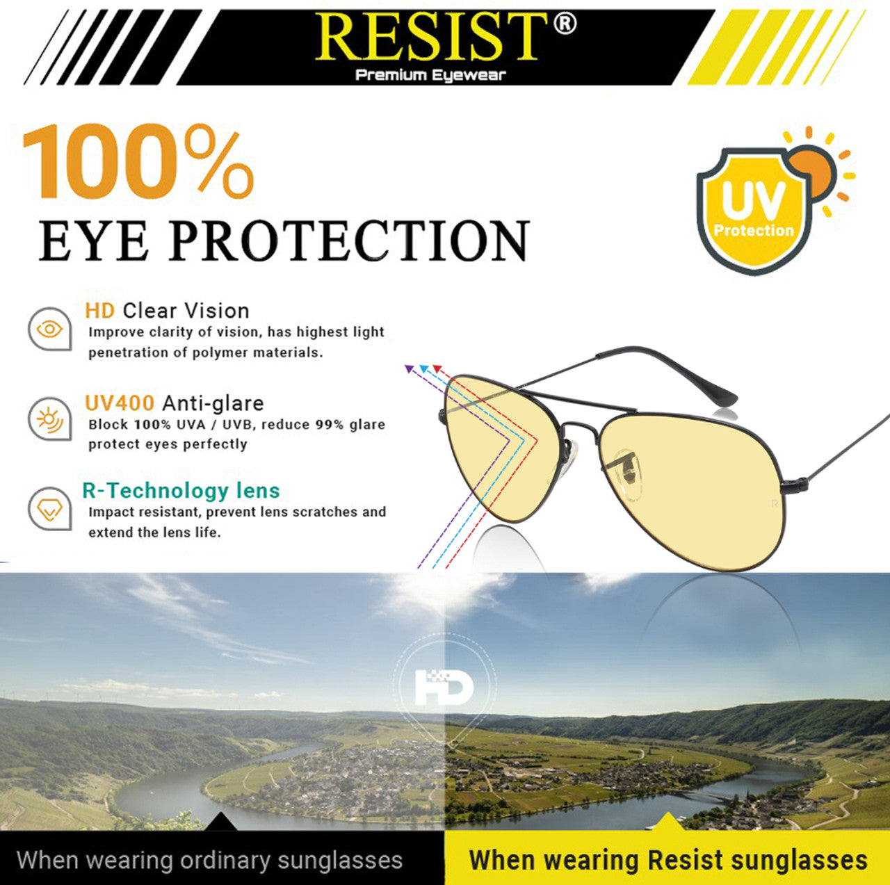 Pilot Yellow Candy Day Night Sunglasses