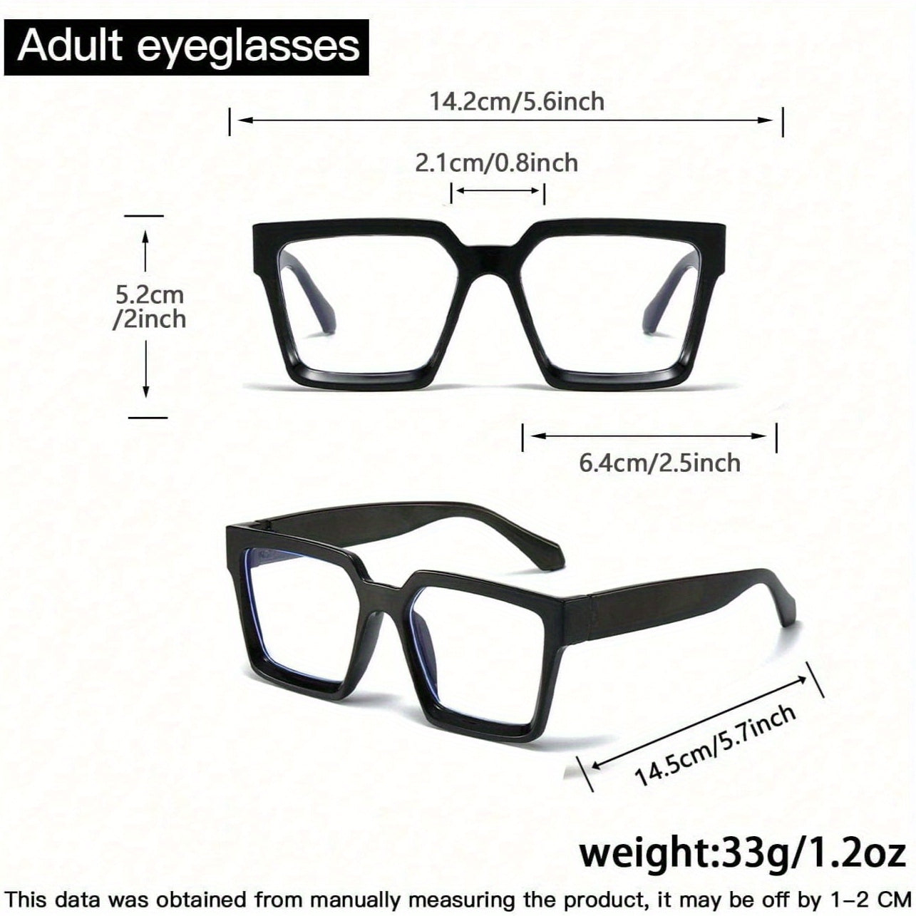 Men's Stylish Black Square Frame Anti-Blue Light Glasses