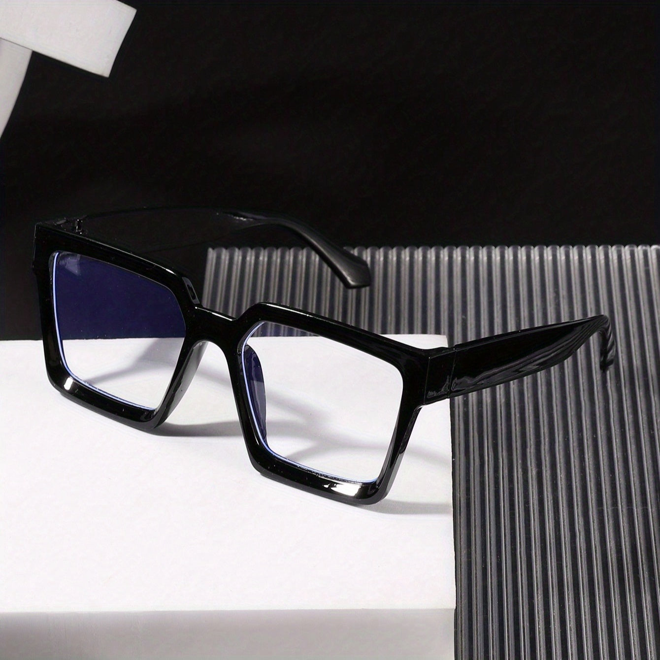 Men's Stylish Black Square Frame Anti-Blue Light Glasses