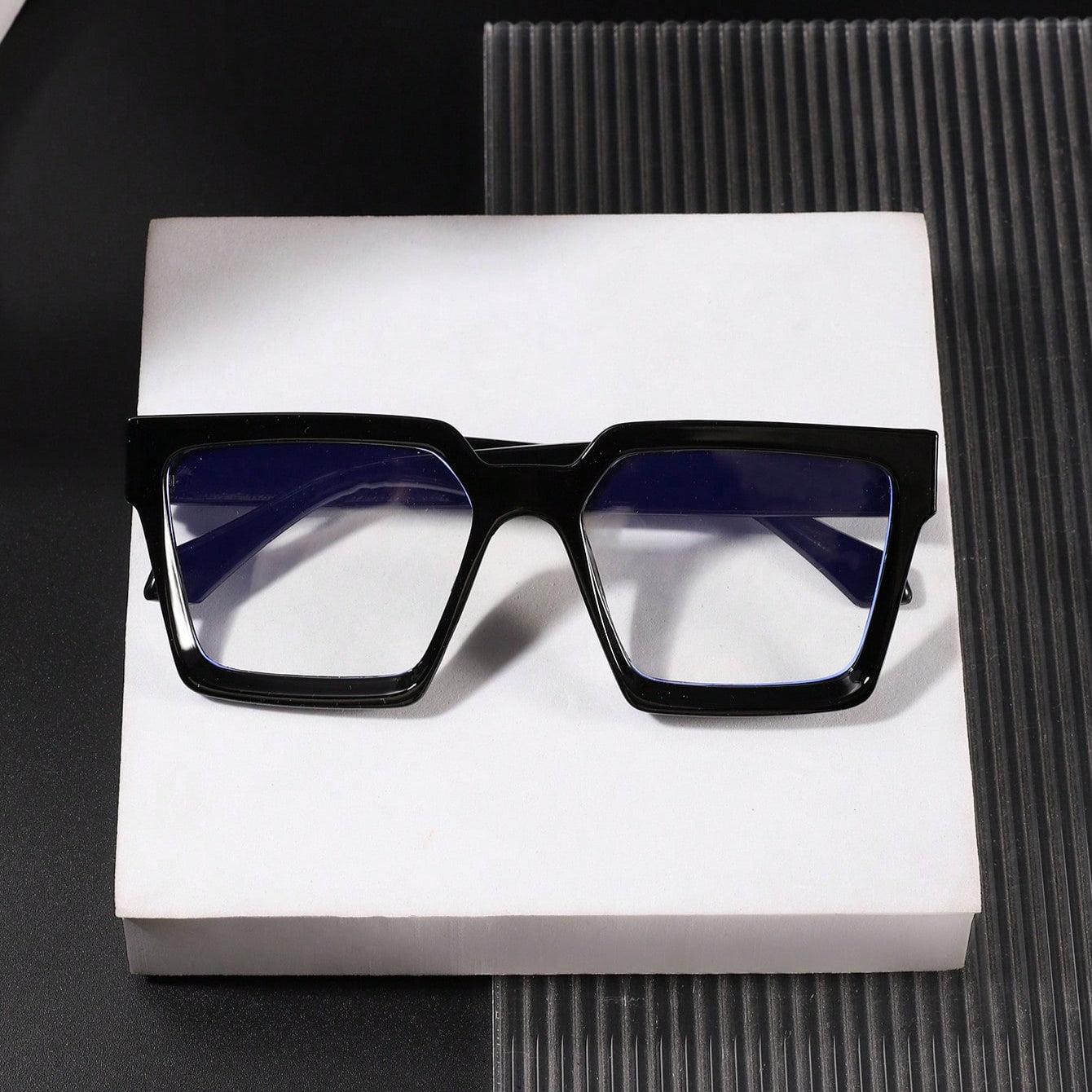 Men's Stylish Black Square Frame Anti-Blue Light Glasses