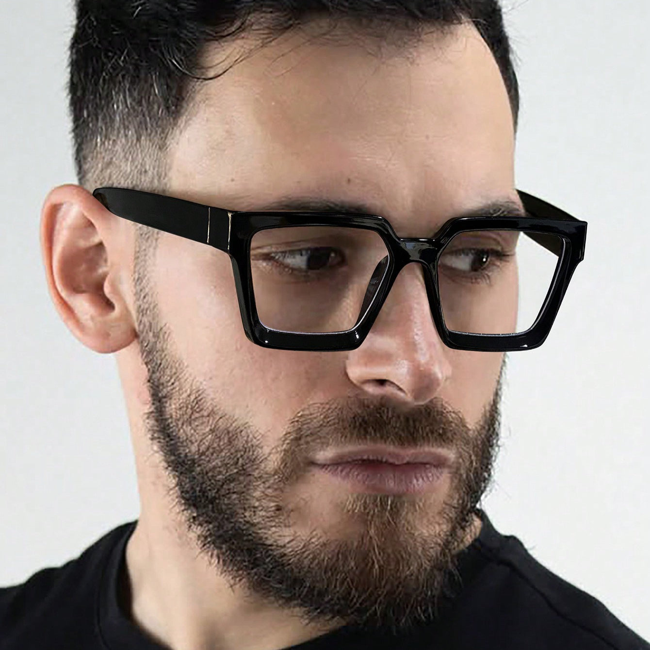 Men's Stylish Black Square Frame Anti-Blue Light Glasses