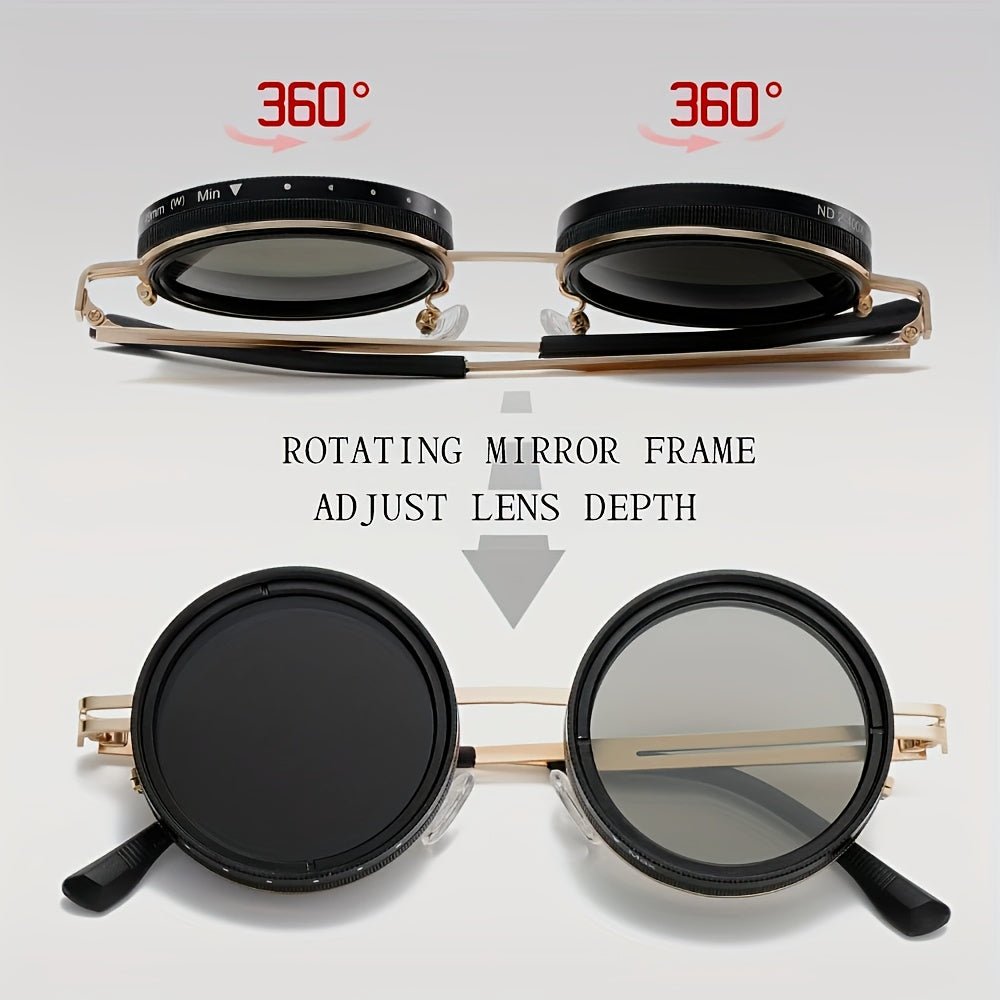 Steampunk Style Rotatable Lens Glasses