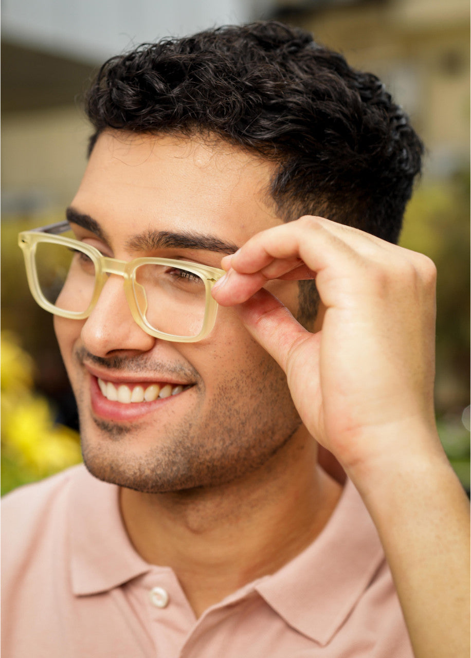 Leo Yellow Grey Clear Wayfarer Eyeglasses