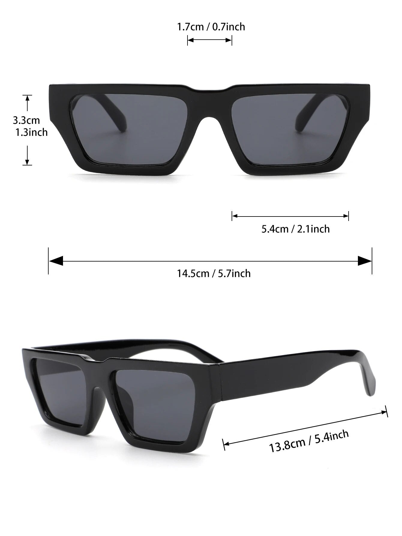 Black square sunglasses for men with rectangular frame and dark lenses by Sunglass Lover