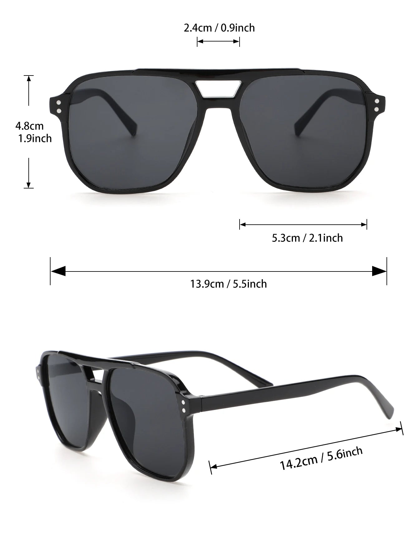 Sunglass Lover black square geometric street sunglasses with dark lenses and precise dimensions