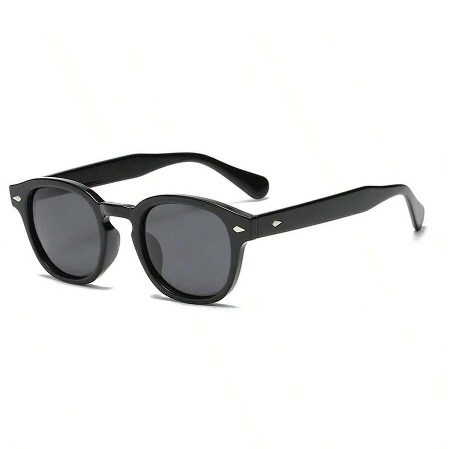 Sunglass Lover black vintage rivet round sunglasses with dark lenses and stylish retro design