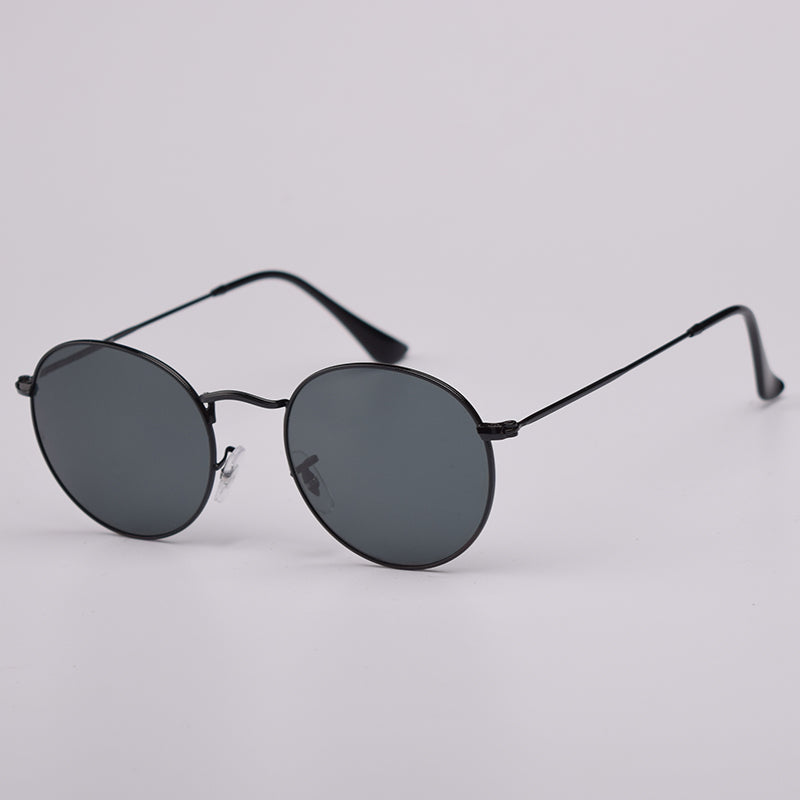 Sunglass Lover round black metal frame vintage style sunglasses online with dark lenses