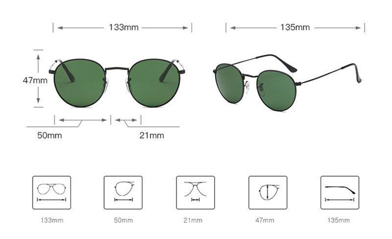 Round sunglasses by Sunglass Lover with green lenses and black frame vintage style sunglasses online