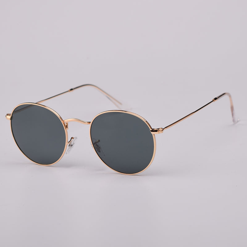 Round sunglasses with gold metal frame and dark lenses vintage style sunglasses online
