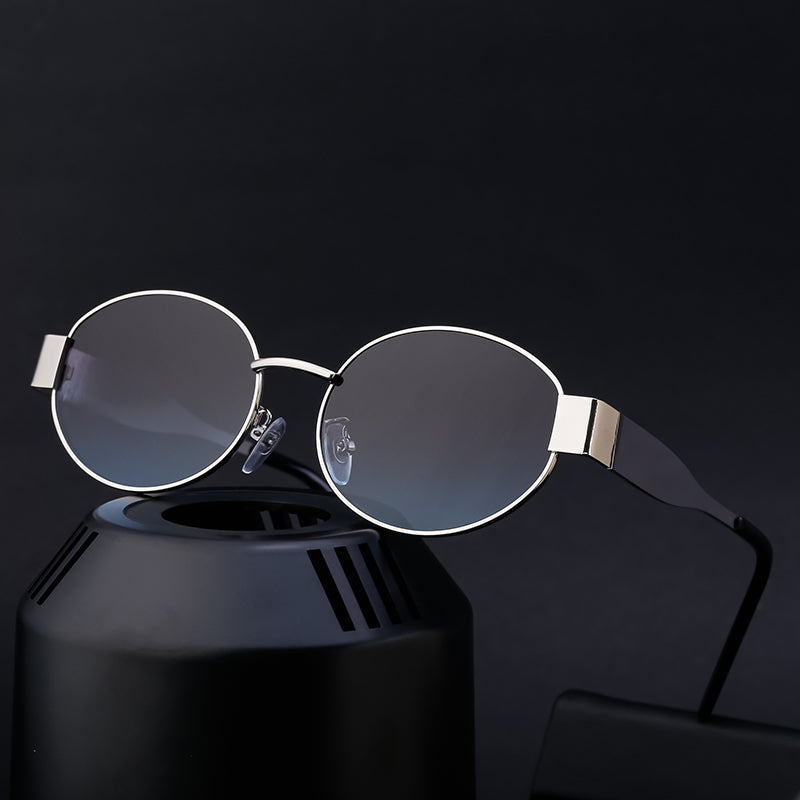 Vintage Retro Metal Oval Designer Sunglasses