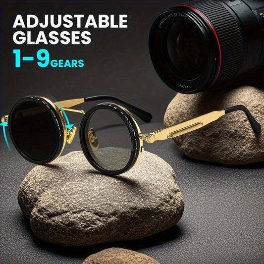 Classic Retro Round Fashion Glasses with adjustable ND Filter Lens