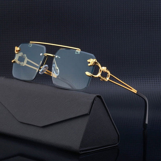  Fashion Leopard Rimless Sunglasses 